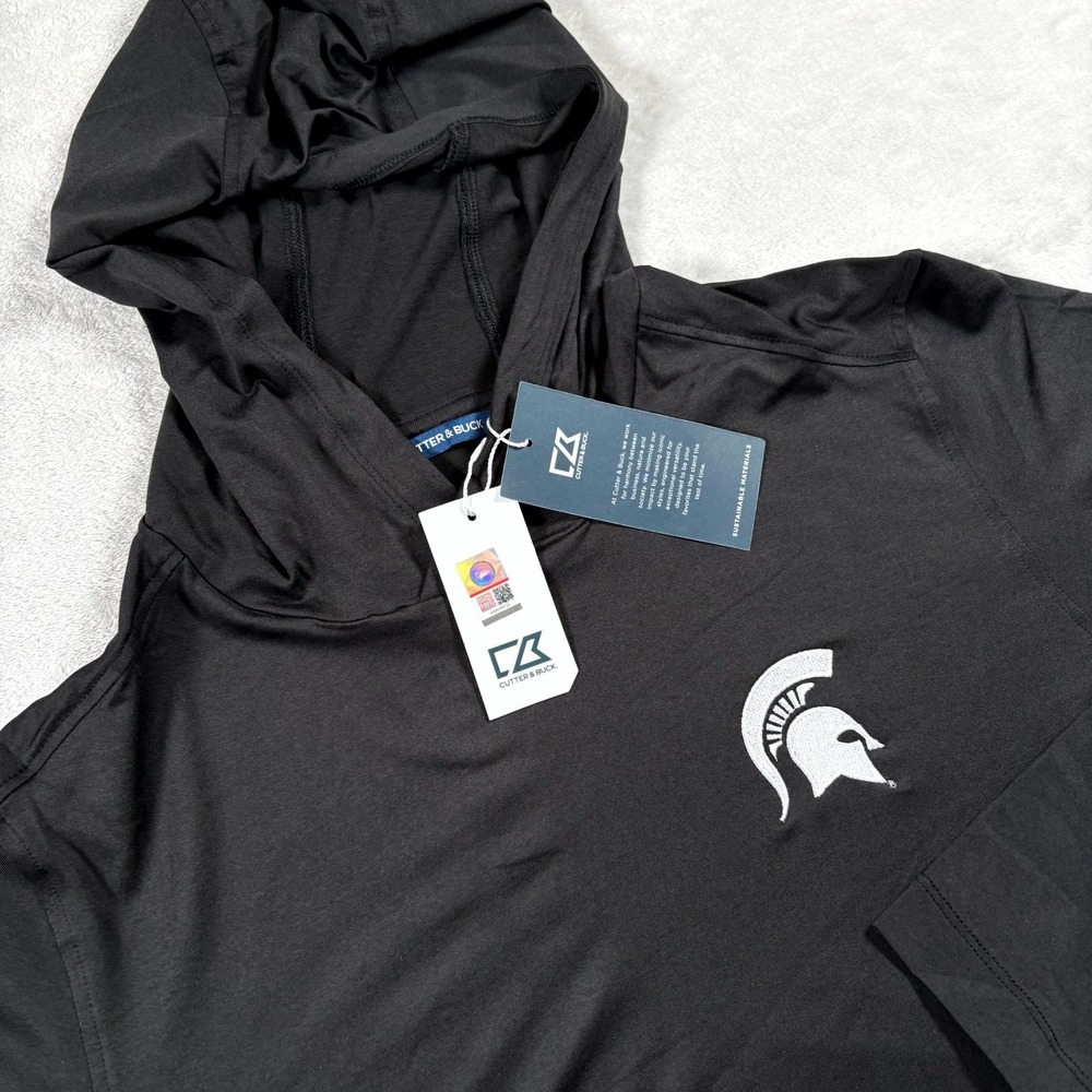 Cutter & Buck Coastline Epic Hooded‎ Shirt Mens S Black Michigan State Spartans